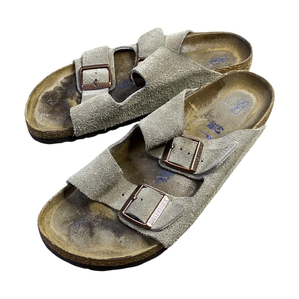 Birkenstock Arizona Soft Suede Taupe Narrow Sandals - EU41/US10-10.5